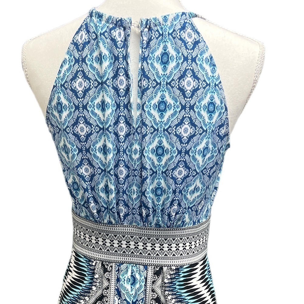 Free People Maxi Halter Dress Sleeveless Column Dress Blue, White & Black Sz  S - Picture 5 of 10